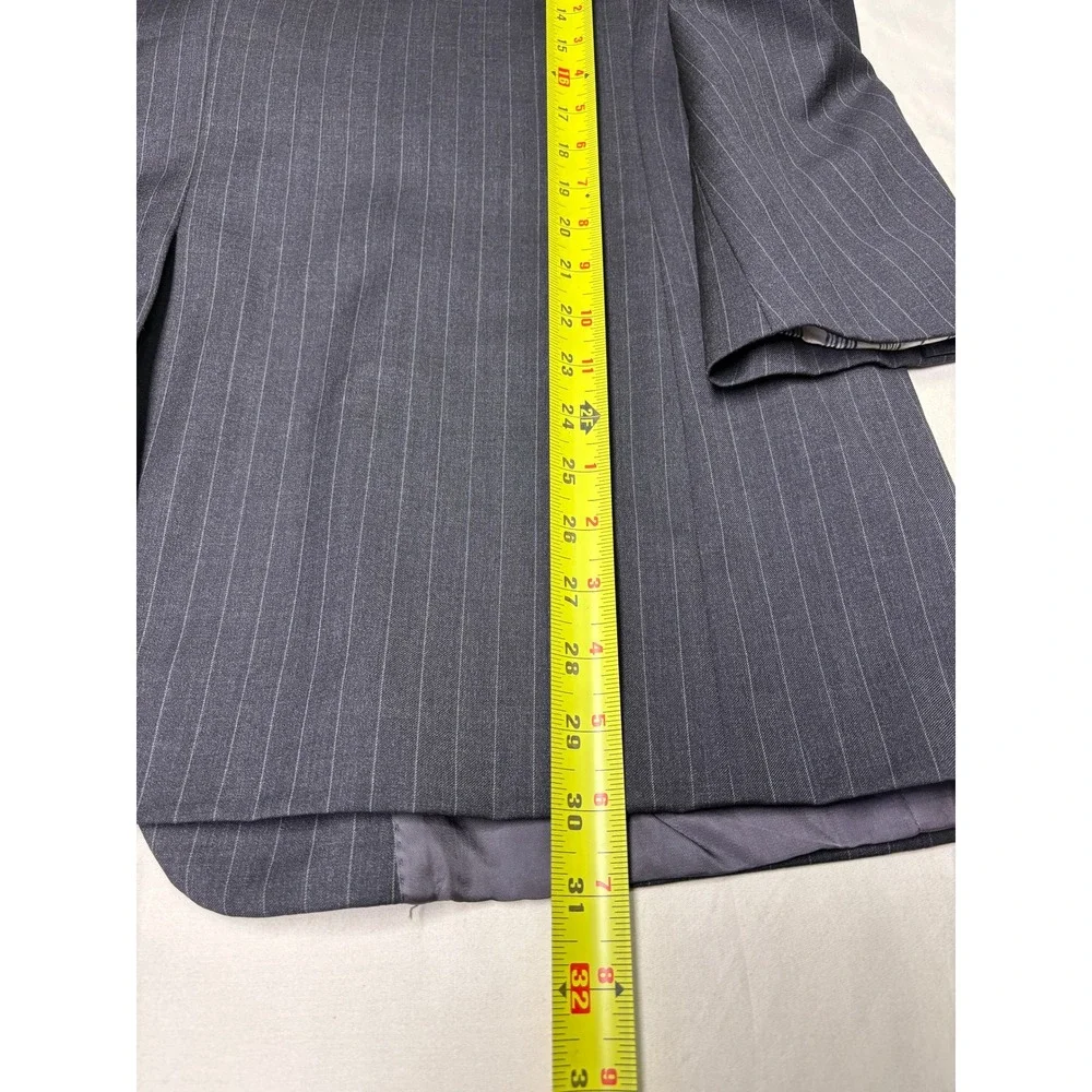 Brooks Brothers 1818 Madison Pinstripe Wool Blazer‎ Mens 46R Dark Gray USA